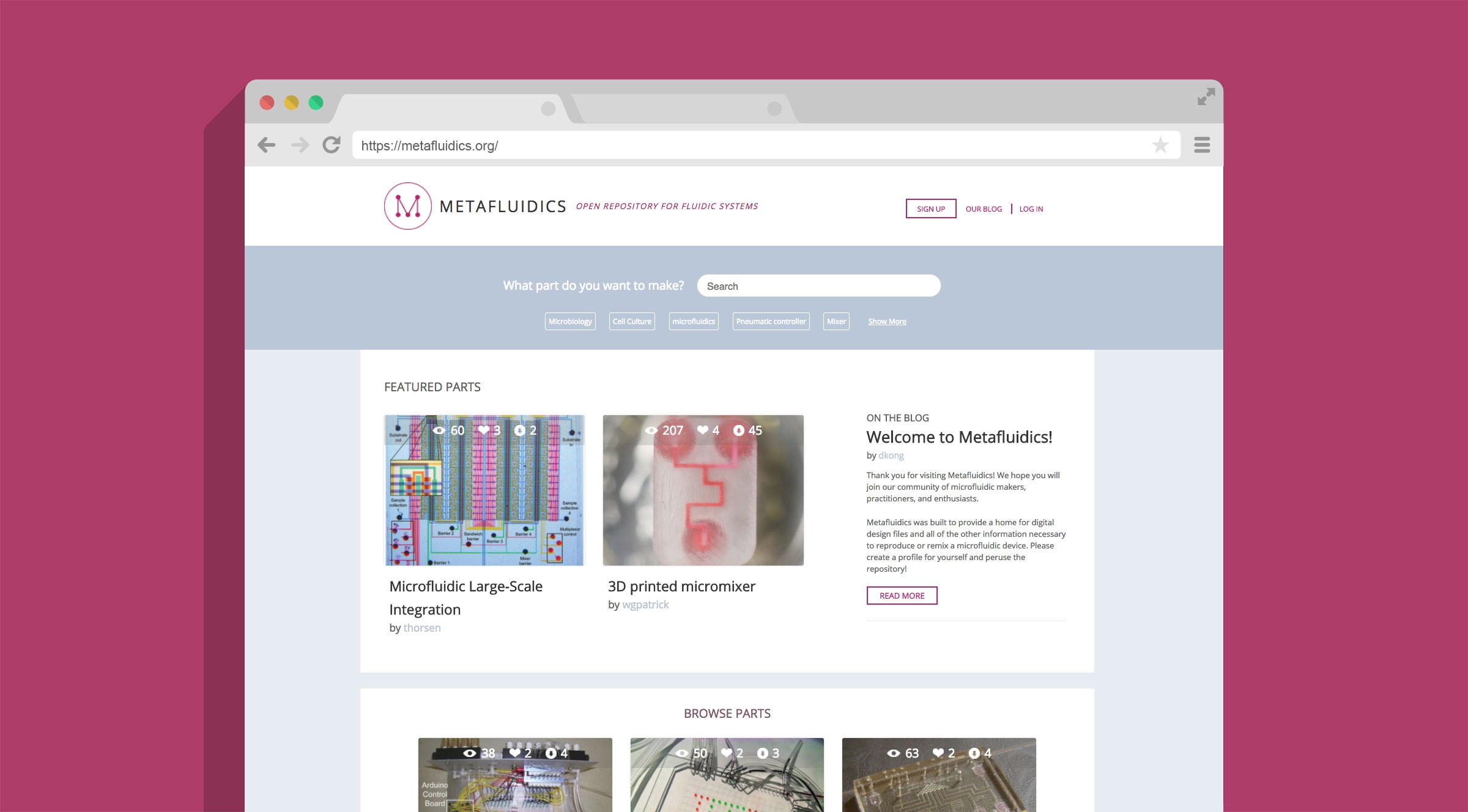 Metafluidics home page screenshot