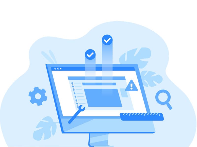 An illustration of a computer where a test is being performed