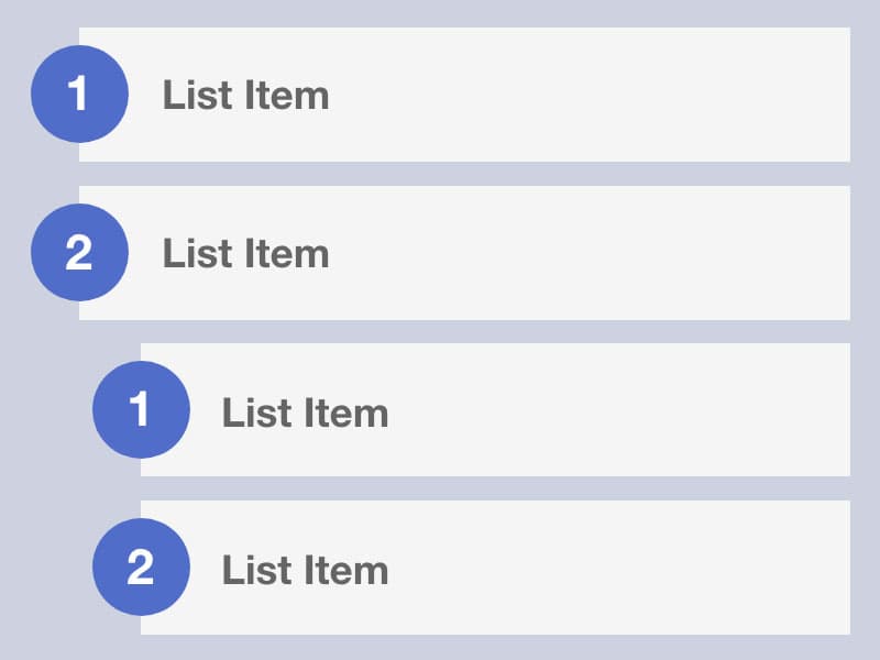 gray background with white blocks demonstrating a list